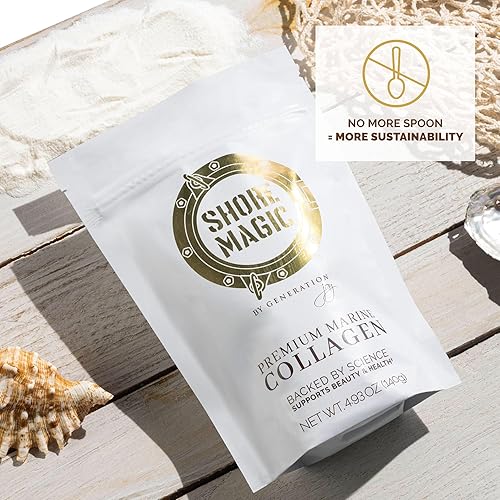 Miniatura 3 de Shore Magic Polvo de colágeno marino prémium con tipo I II III y IV, péptidos hidrolizados para mujeres y hombres, procedentes de pescado silvestre,