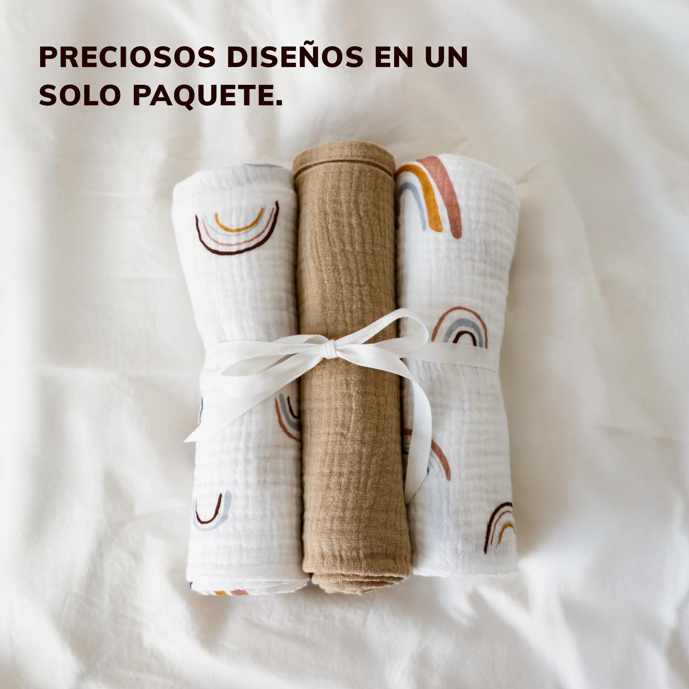 MYLILY | muselinas Bebe Set de Tres | gasas Bebe Algodon 100% | pañales de Muselina