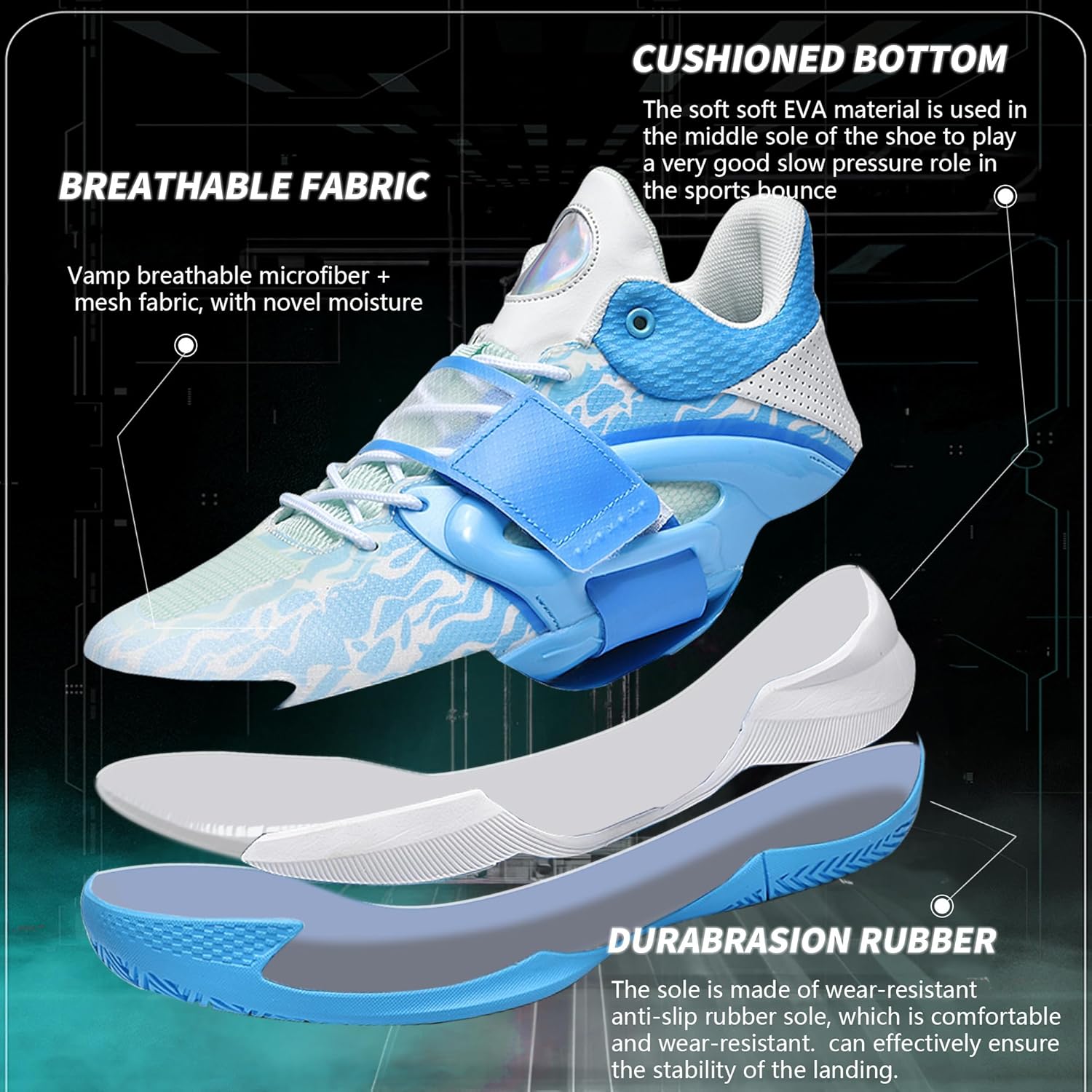 CJSPORX Men Women Basketball Shoes Breathable Non Slip Outdoor Fashion Sneakers - Image 3