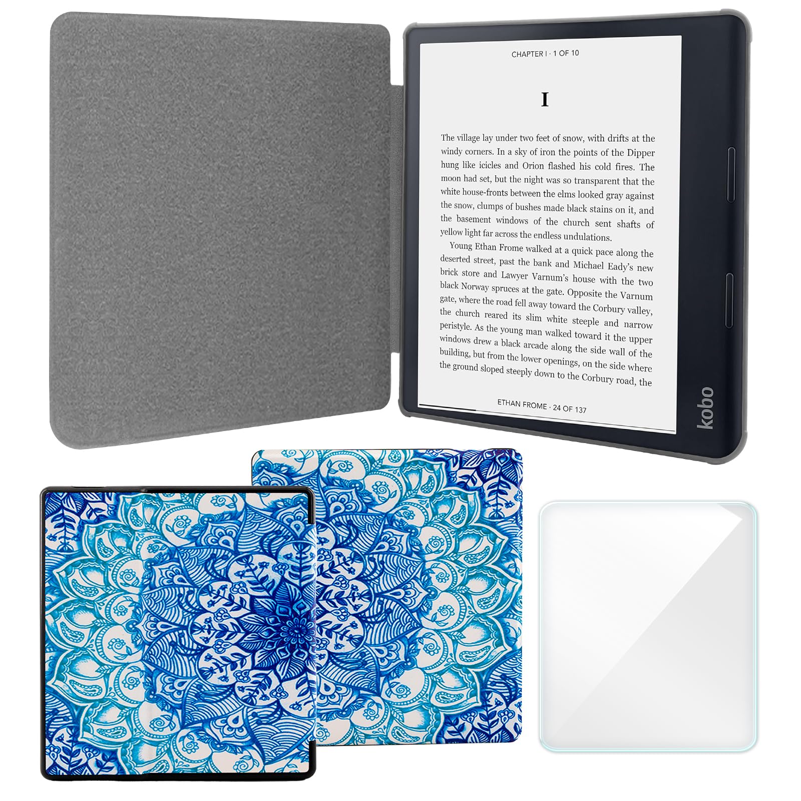 Smart Case Compatible with Kindle Oasis 7 Inch (9th&10th Gen, 2017/2019 Release), Includes a Screen Protector - Premium PU Leather Cover with Auto Sleep/Wake (Pattern, One Size)