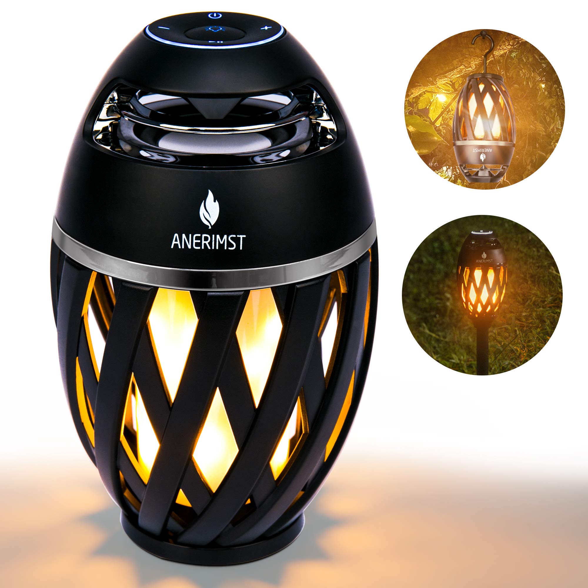 Outdoor Bluetooth Speaker Waterproof, for Mom from Daughter Son, for Dad from Daughter Wife, LED Flame Torch Wireless Speaker with Lights, Loud Sound and Rich Bass