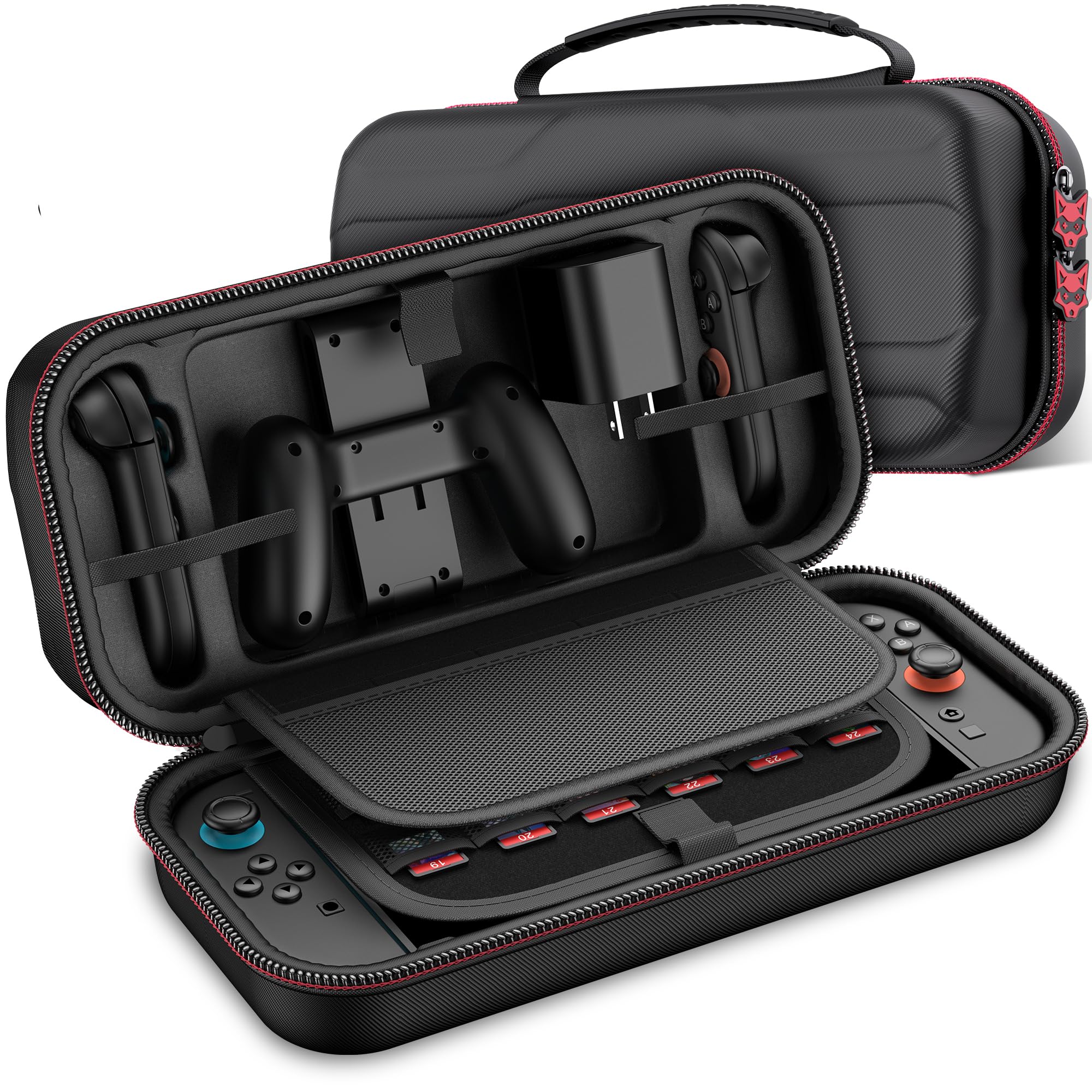 Tasche für Nintendo Switch 2, Ultra Schutz Switch 2 Tasche mit Viel Platz für Joycon & EU-Netzteil, Aufladehalterung, 24 Spielen/Anderes Zubehör, Switch 2 Tragetasche Hülle Case für Nintendo Switch 2