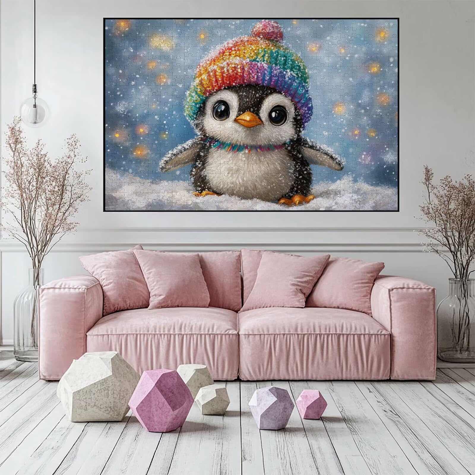 Puzzle 3000 elementów Pingwin puzzle dla dorosłych zima 122 x 81 cm Unikalne rzemiosło klasyczne 3D drewniana układanka do rodzinnych gier aktywnych, układanka zrób to sam do dekoracji ścian domu