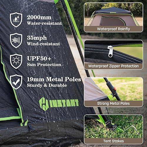 Miniatura 7 de Tienda de campaña instantánea para 468 personas, tiendas de campaña impermeables para acampar con lluvia, 60 segundos de fácil instalación, tienda
