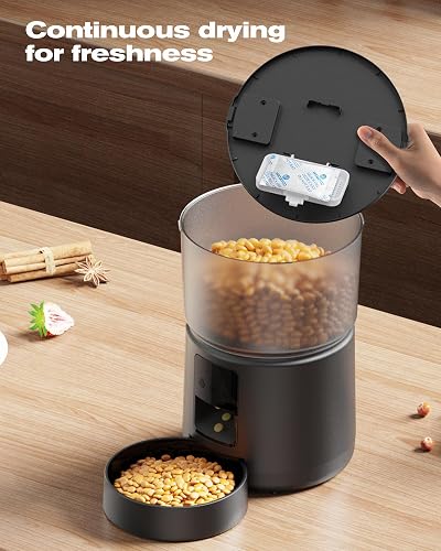 Distributeur Croquettes Chat Automatique - 5G/2,4G WiFi - Contrôle App, Enregistrement Vocal, Double Alimentation, Grande Capacité - 3L, 10 Repas par Jour, 10s Voix, 10 Portions par Repas - 9