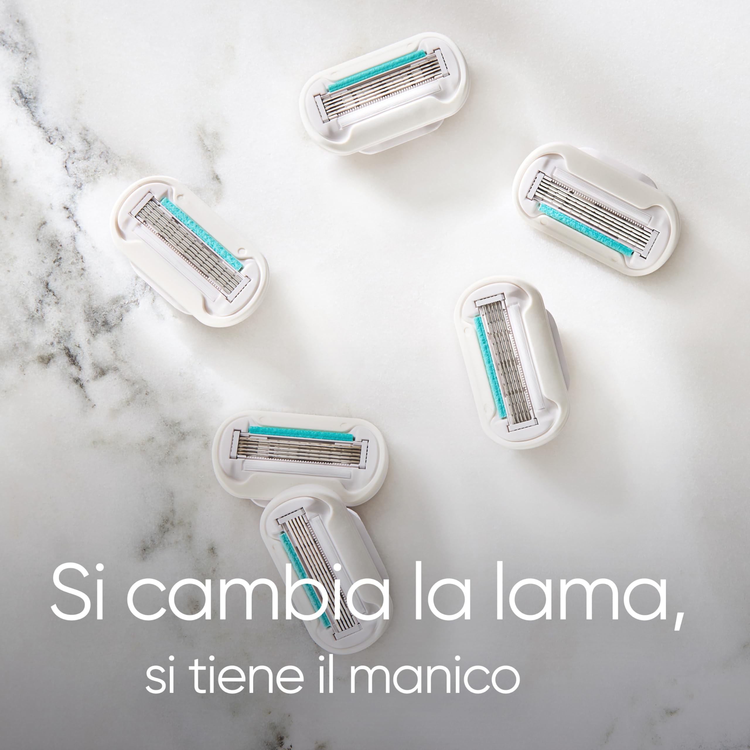 Gillette Venus Deluxe Rasoio Donna Smooth Sensitive, 10 Lamette Donna di Ricambio (da 5 Lame), per una Rasatura Fluida Profonda Duratura, con Striscia Idratante, Skin Cushion, Idea Regalo
