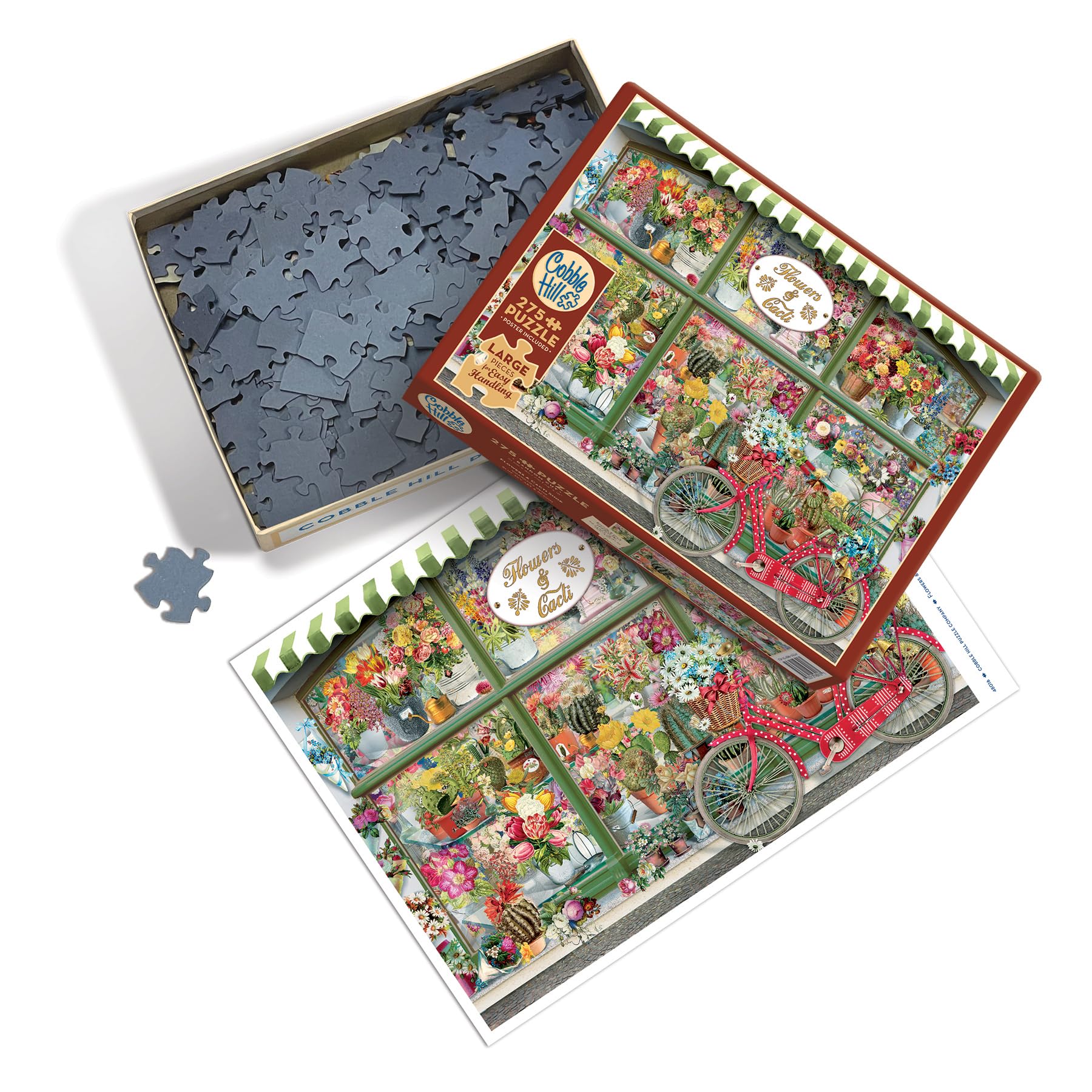 Cobble Hill 275 Piece Easy-Handling Puzzle - Flowers and Cacti Shop - Sample Poster Included - Image 4