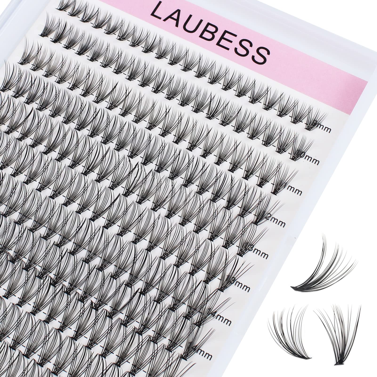 LAUBESSIndividual Lashes 240pcs DIY Eyelash Extension 20D C Curl Cluster Lashes Natural Look Long Individual Lash Extensions Volume Lash Cluster Eyelashes (20D-0.07C-9-16mm)