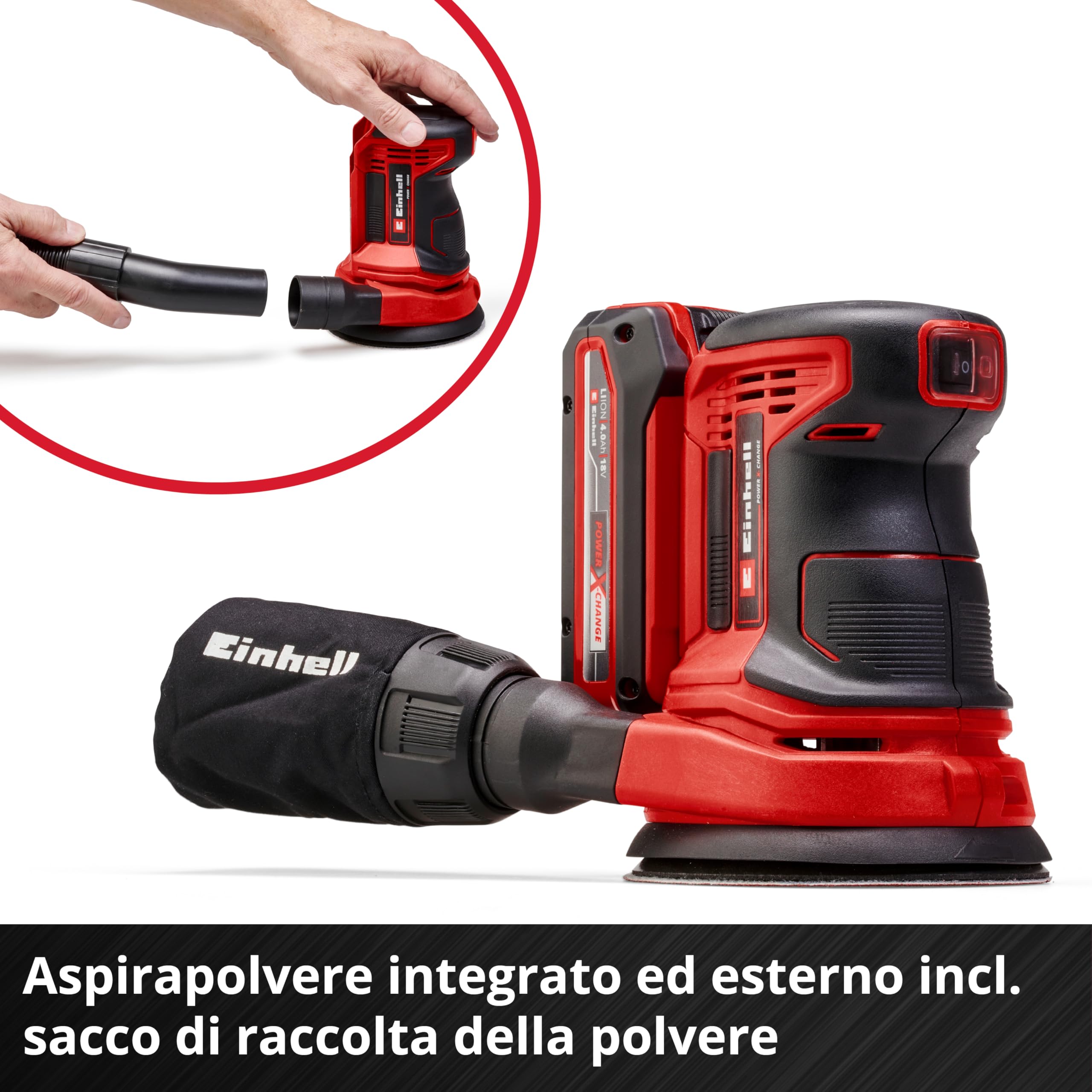Einhell TE-RS 18 Li-Solo Levigatrice roto orbitale a batteria Power X-Change (18V, oscillazioni al min. 14.000 - 22.000, diam. Platorello 125 mm, senza batteria e caricabatteria)