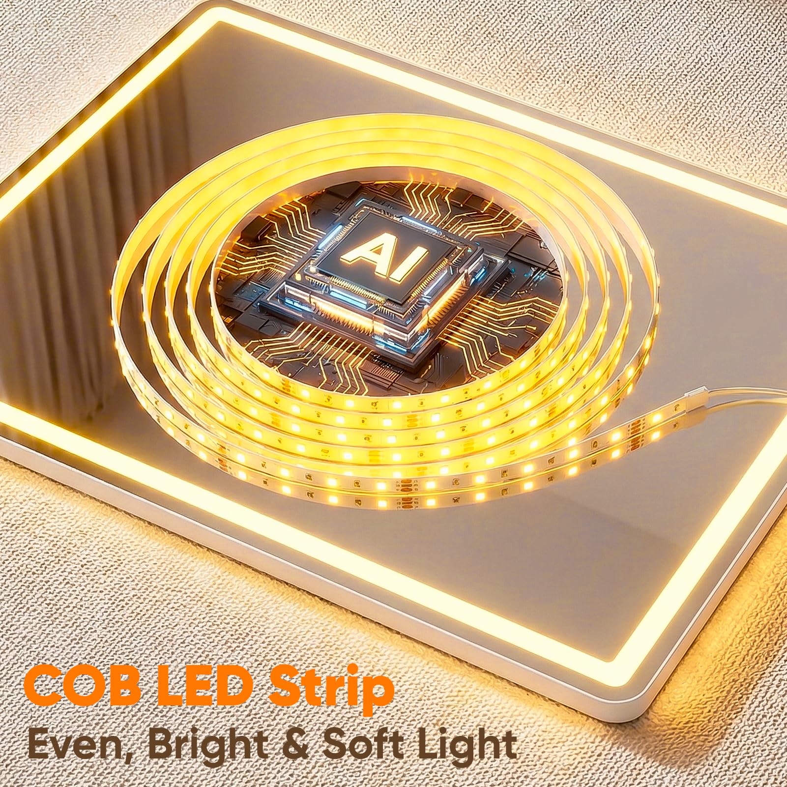 Antok Luces de espejo de maquillaje, 13 x 18 pulgadas, espejo de tocador grande con luz LED para mesa de dormitorio, tacto inteligente, con aumento desmontable de 10 veces