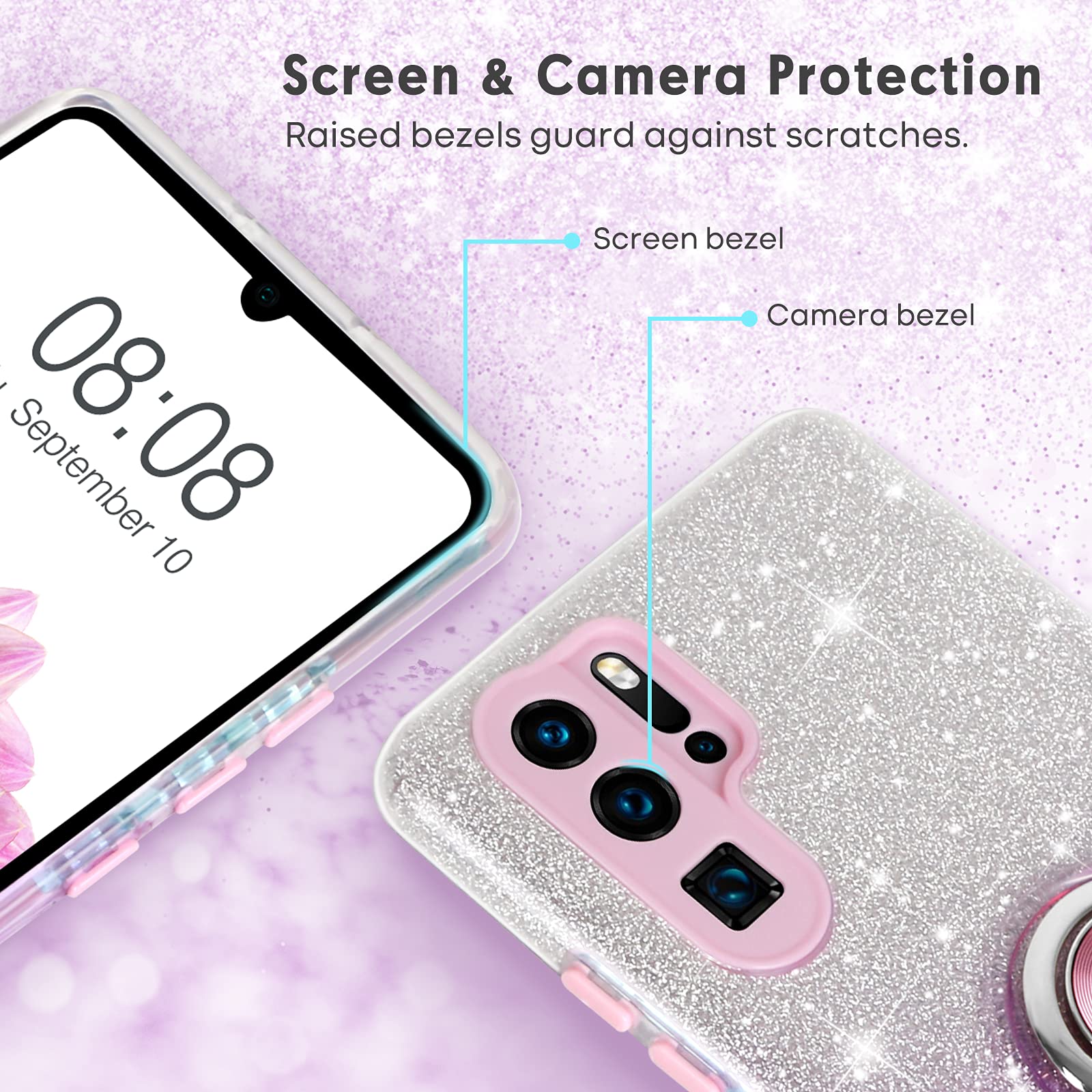WATACHE Huawei P30 Pro Case, Clear Crystal Carbon Fiber Design Armor Protective Case With 360 - View #8