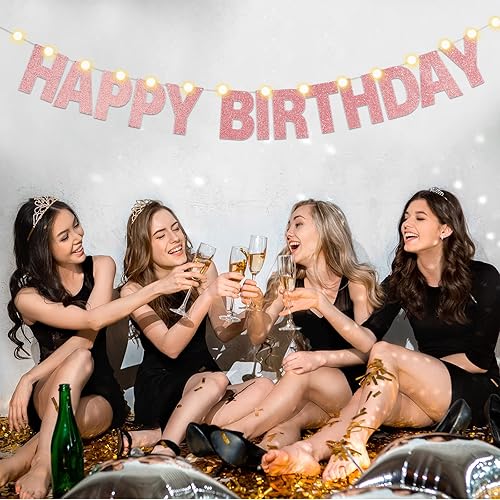 Miniatura 7 de TaoBary Kit de 112 pancartas personalizables con purpurina, incluye 107 letras y números, 3 cuerdas para fiesta de cumpleaños de Halloween (oro rosa)