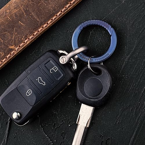 Miniatura 6 de FEGVE Carabiner Keychain Clip with 2 Key Rings, Titanium Quick Release Keychain Small Carabiner Clip for Keys