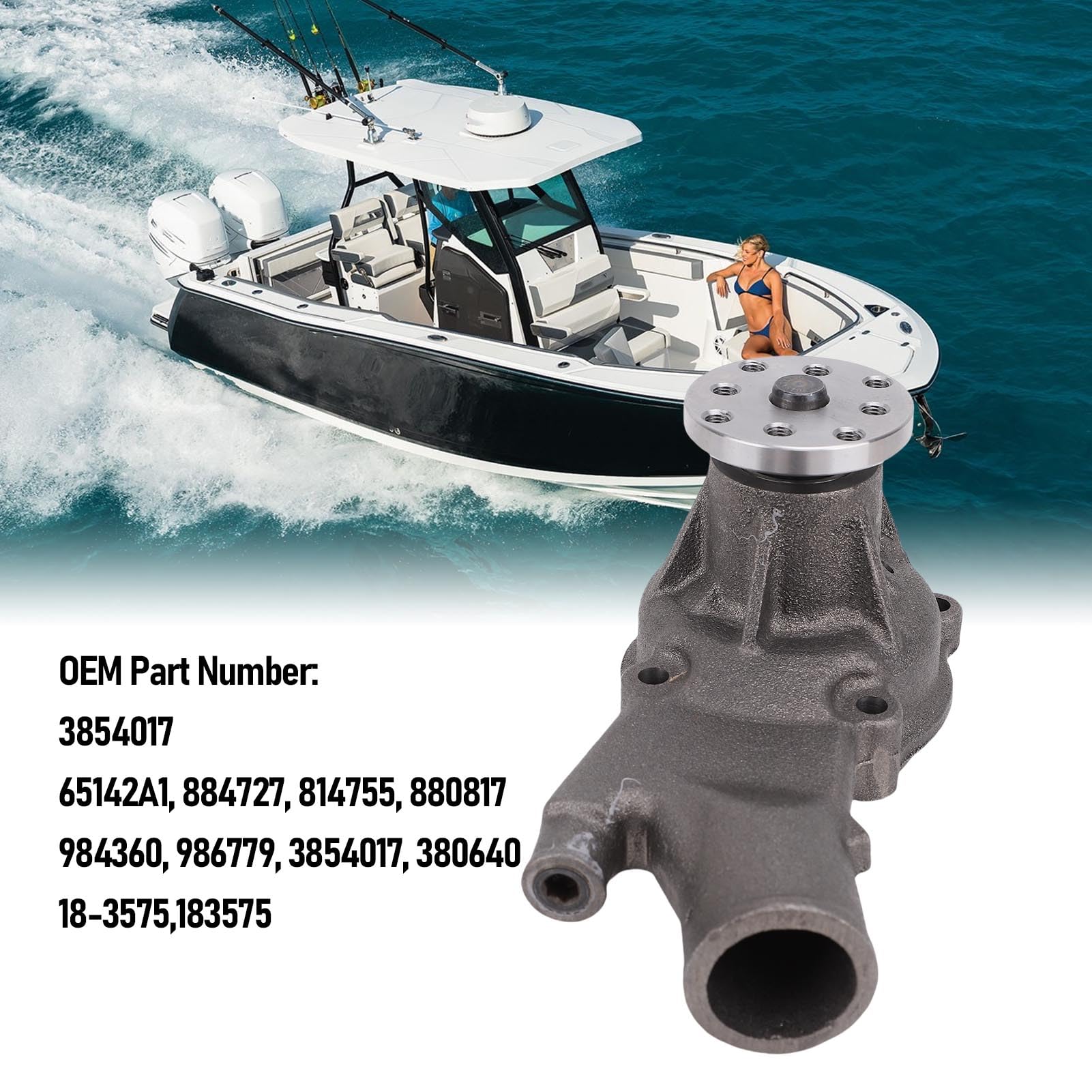 Tbest BOMBA DE AGUA DE Circulación DE Motor Marino con Reemplazo DE Junta PARA Mercruiser 3.0L 2.5L - BOMBA DE CIRCULACIÓN DE AGUA DURADERA PARA MOTORES DE BARCOS