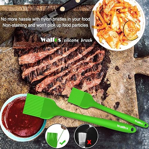 Miniatura 14 de Walfos Cepillo de silicona para pastelería, juego de cepillos para untar resistentes al calor, perfecto para hornear, parrilla de barbacoa, cocina