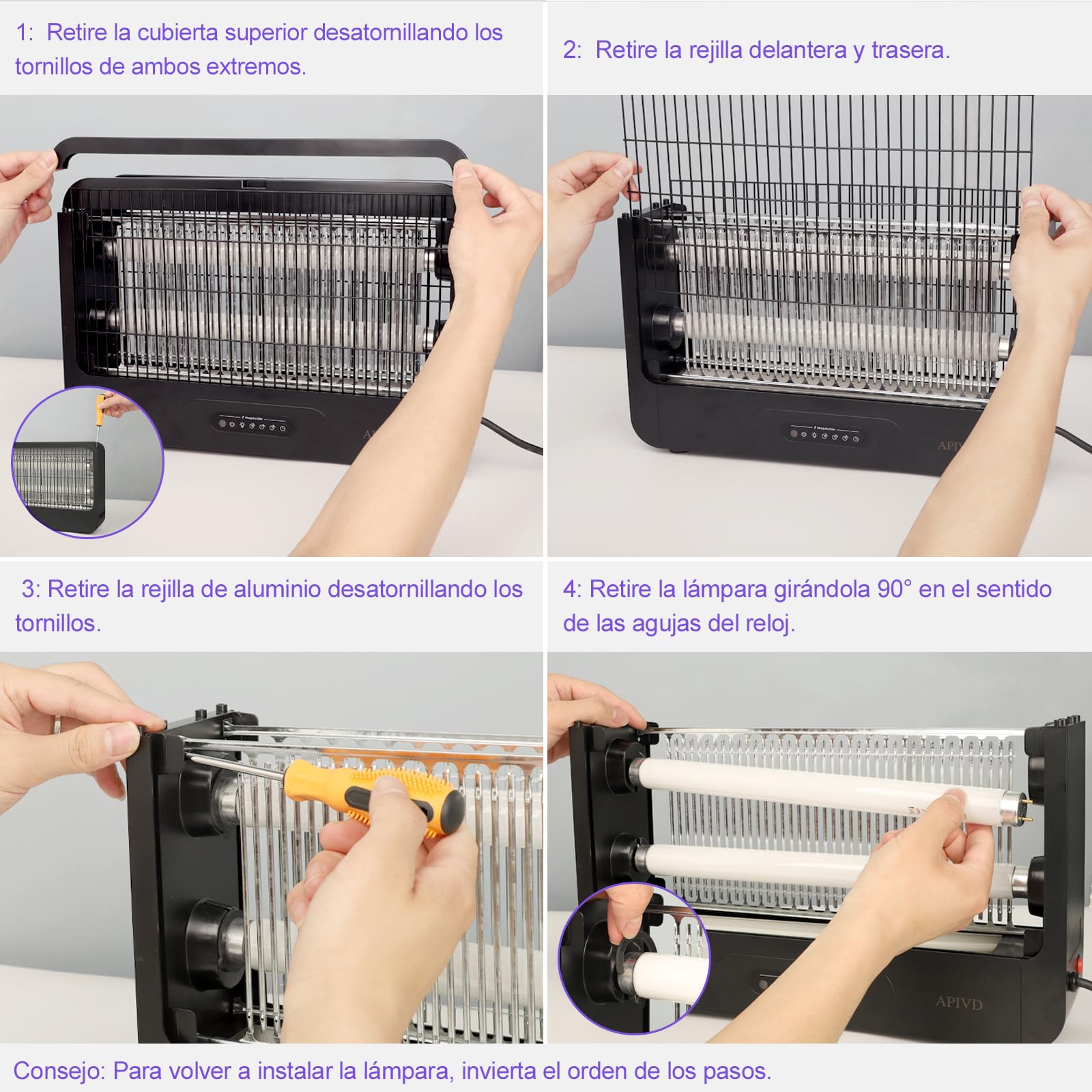 Lampara Antimosquitos, Doble Cara 4000V,20W Matamoscas Electrico con Mando Distancia, Incluye 2 Bombillas de Repuesto Área Efectiva 100m², Apto Cocina, Habitación (Negro)
