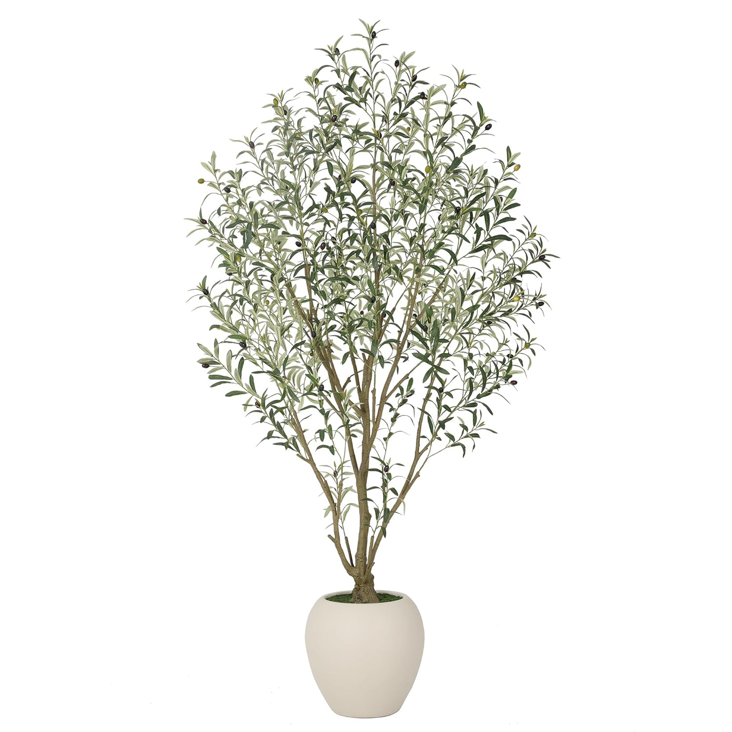 7FT Large Faux Olive Tree with 15Wx13 5H White Planter Indoor Artificial Olive Tree with Multi Branches and
