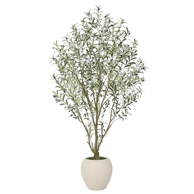 7FT Large Faux Olive Tree with 15Wx13 5H White Planter Indoor Artificial Olive Tree with Multi Branches and