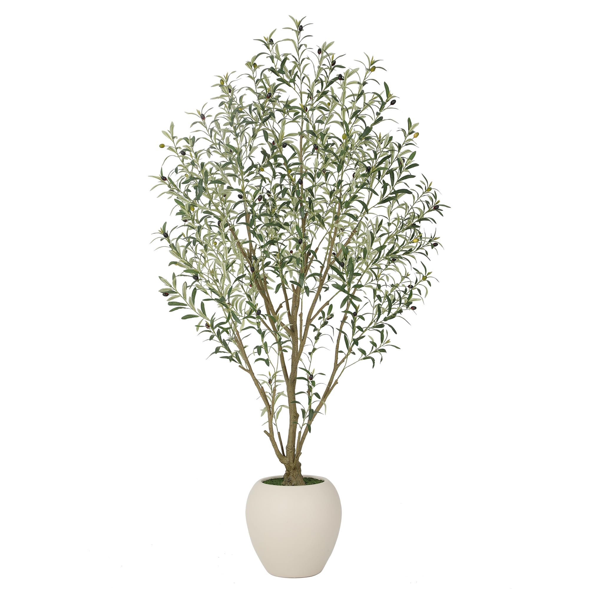 7FT Large Faux Olive Tree with 15Wx13 5H White Planter Indoor Artificial Olive Tree with Multi Branches and