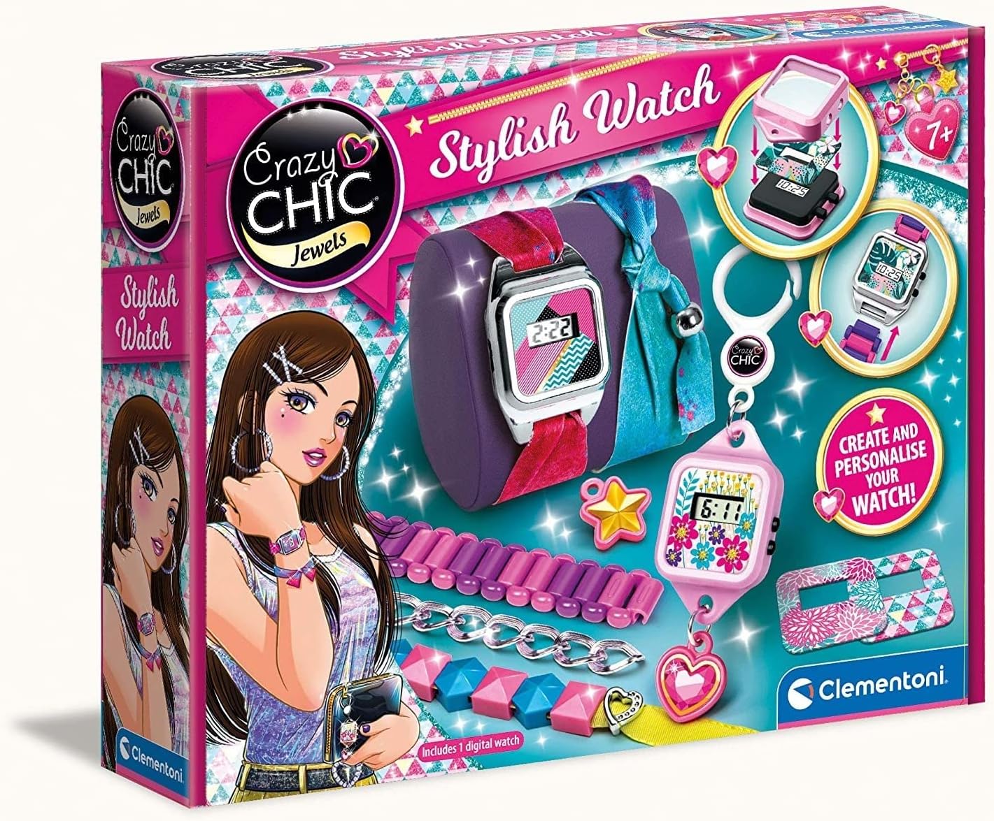 Crazy Chic: Stylish Watch Jewellery Making Kit for Girls, Personalise Your Look with Interchangeable Straps (7+Years)