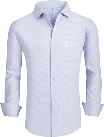 Alex Vando Mens Bamboo Dress Shirts Wrinkle Free Regular Fit Stretch Button Down Shirt