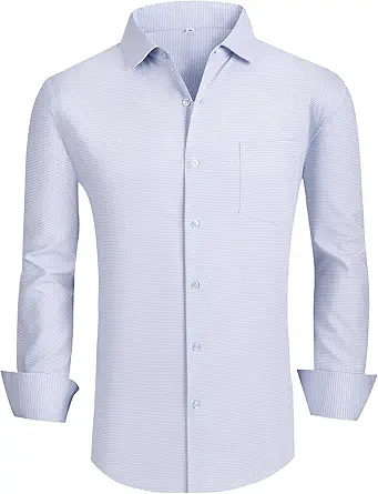 Alex Vando Mens Bamboo Dress Shirts Wrinkle Free Regular Fit Stretch Button Down Shirt