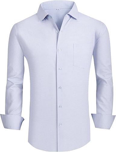 Alex Vando Mens Bamboo Dress Shirts Wrinkle Free Regular Fit Stretch Button Down Shirt