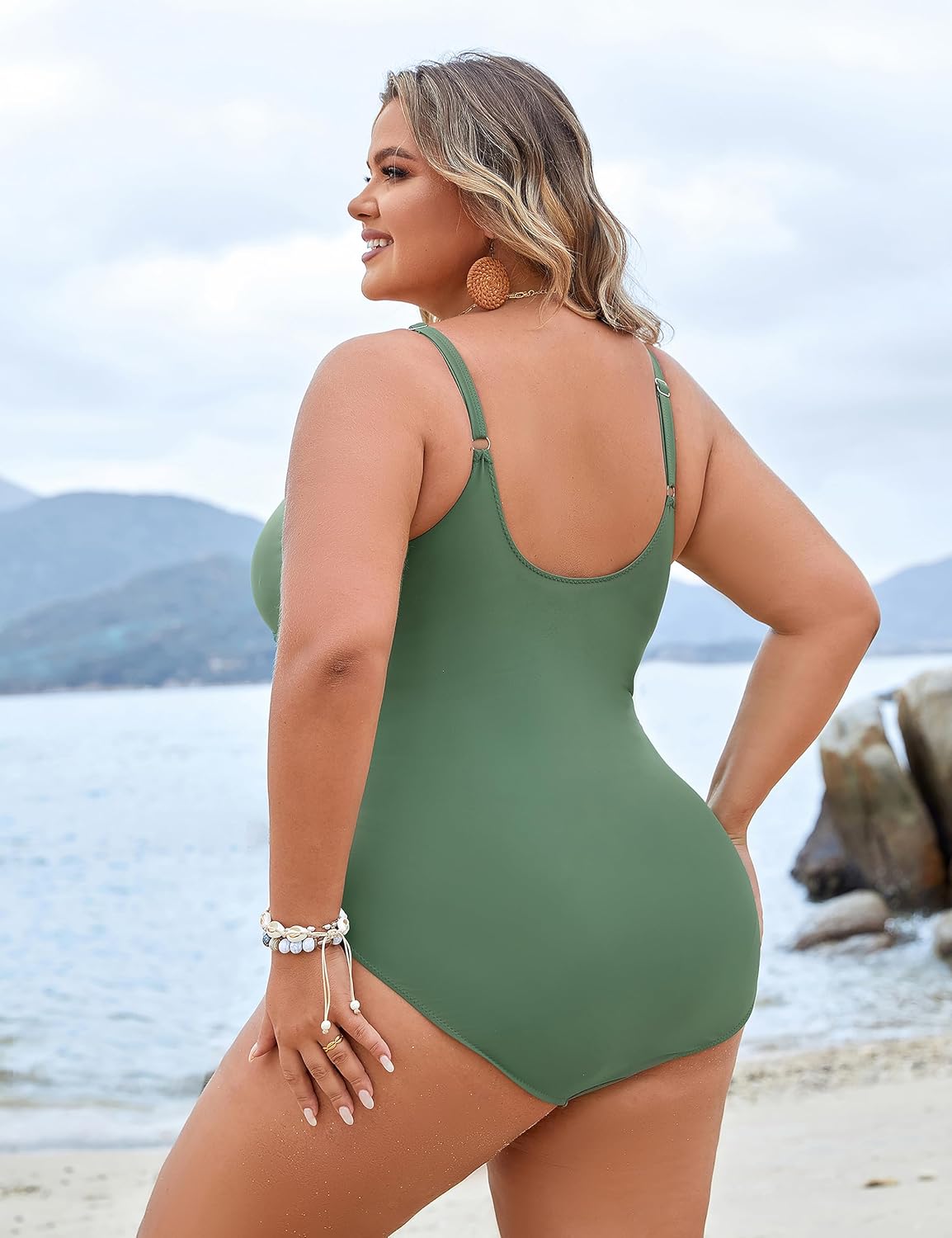 Blooming Jelly Womens Plus Size Bathing Suit Tummy Control One Piece Swimsuit Twist Front Ruched Swimwear - Image 5