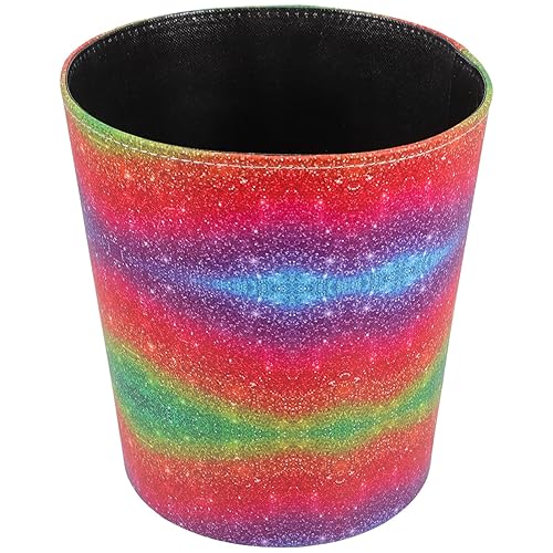 Ipetboom Cubo de basura de cuero de poliuretano redondo de gran capacidad contenedor de basura decorativo de cuero para baño dormitorio sala de