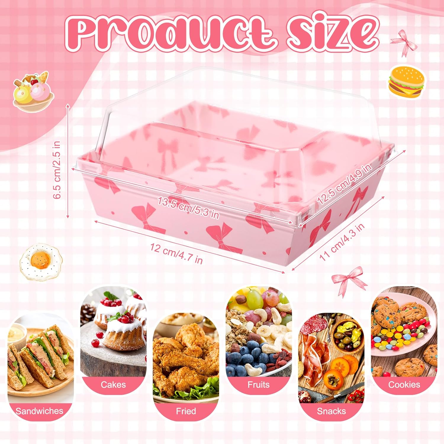 small charcuterie boxes with clear lids dessert boxes treat cupcake cake slice container take away paper disposable food containers for sandwich cookies valentines party supply(pink, bow) pink bow 100