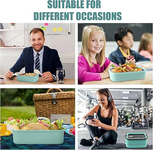 Miniatura 6 de Lonchera Bento Box 304 de acero inoxidable a prueba de fugas, contenedores térmicos de almacenamiento de alimentos para adultos, hombres, mujeres (2