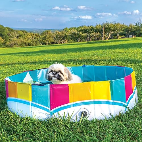 Miniatura 7 de BigMouth Inc. Piscina para perros con borde duro, no necesita inflado, fácil de plegar, se adapta a mascotas pequeñas a medianas, patrones y