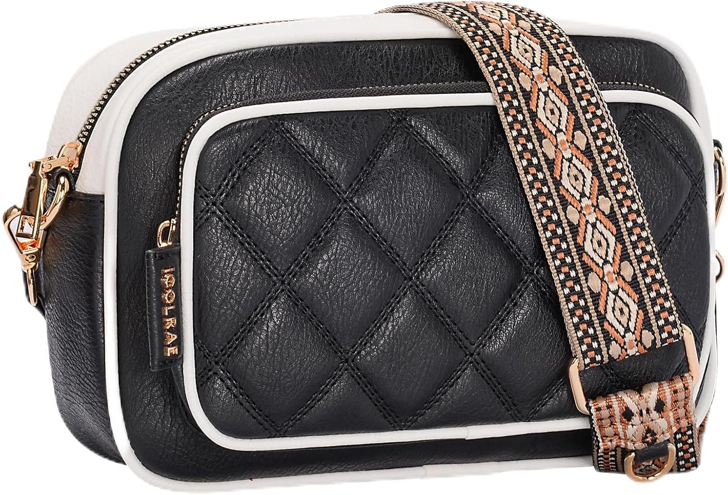 Quilted Crossbody Bags for Women,Trendy Vegan Leather Small Crossbody Purse Women's Shoulder Handbags with Wide Strap