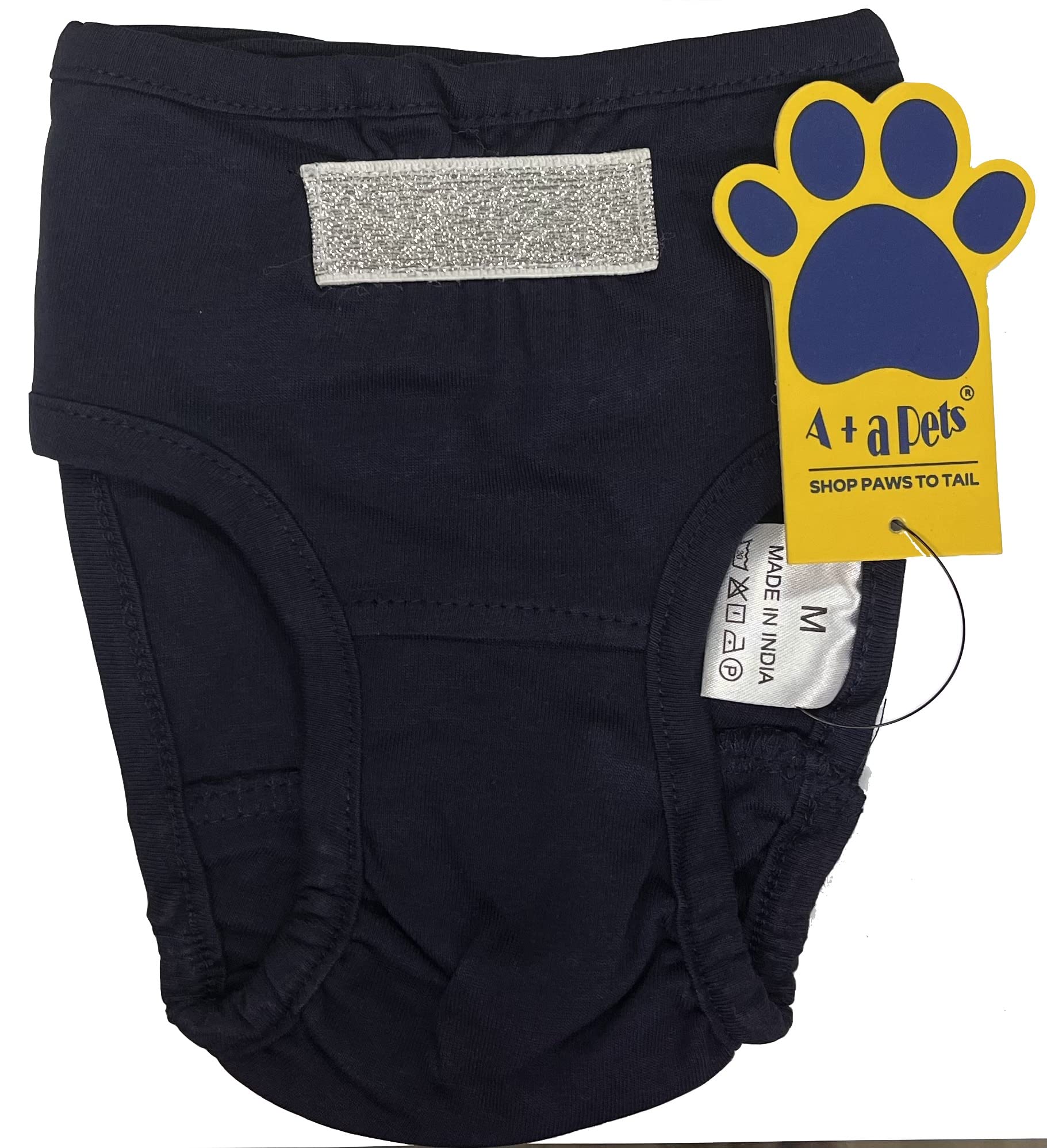 A+a Pets’ Cotton Dog Diapers | Stretchable Comfortable Washable and Reusable (S, Navy)