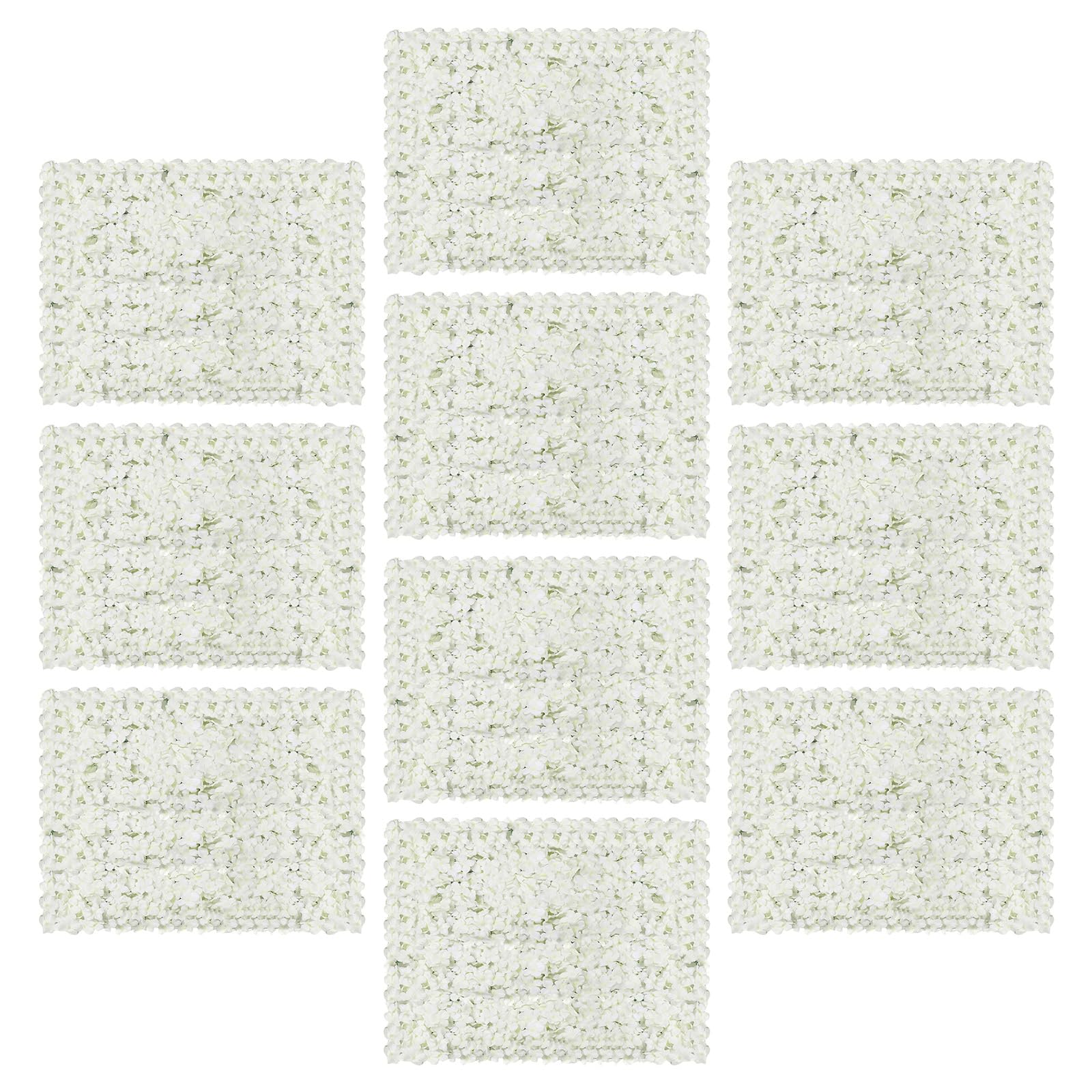 OUKANING Blumenwand Künstliche Weiße Kunstblumen Paneele für Deko Hintergrund, Faux Blumenpaneel Innen Außen Blumentapete, Wanddekoration