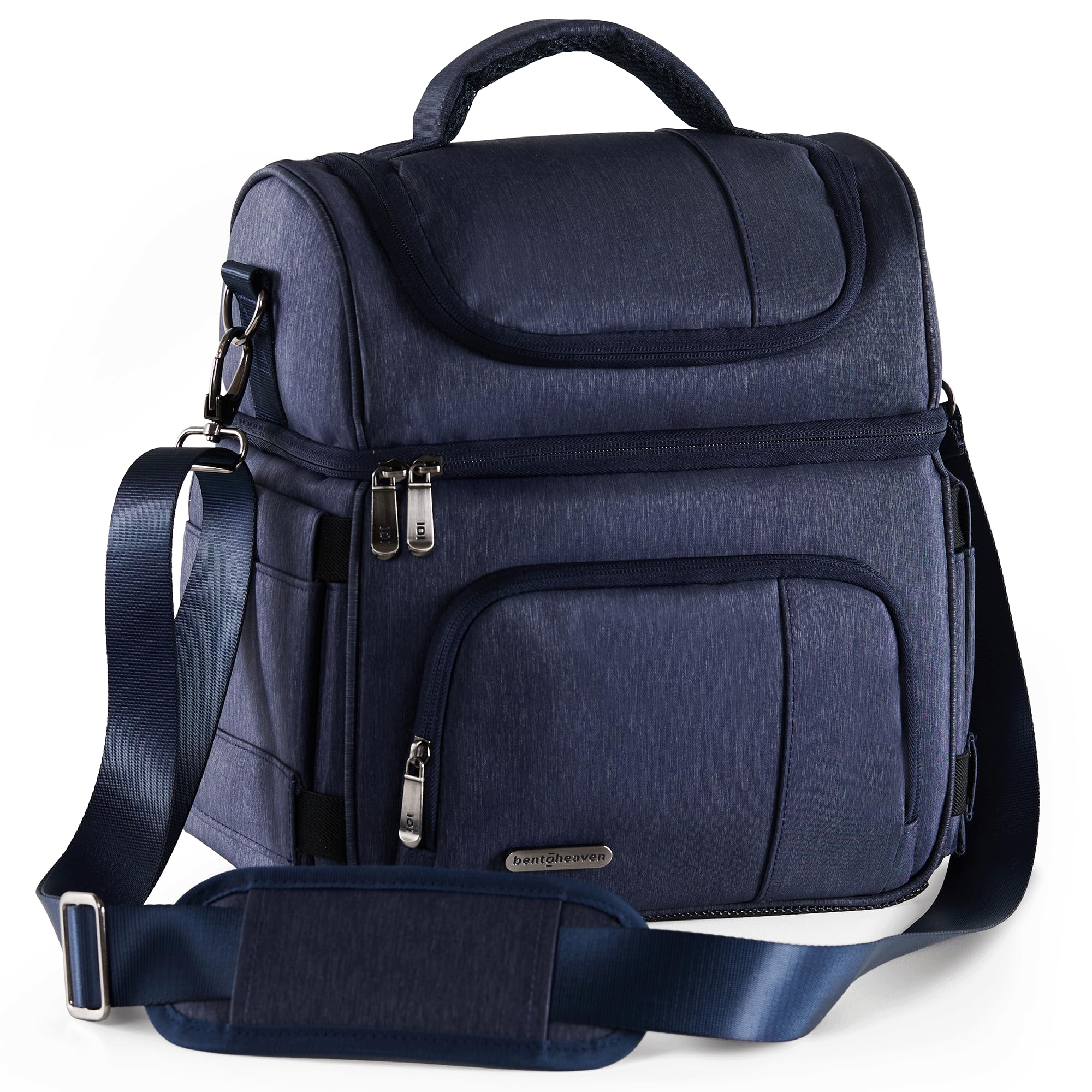 Bentoheaven Lunch Bag & Lunch Box for Men and Women - Premium Materials, Extra Large Capacity (24 Cans) Double Deck - Leakproof Insulated Soft Large Adult Lunch Cooler Bag for Work, Travel (15L,Blue)