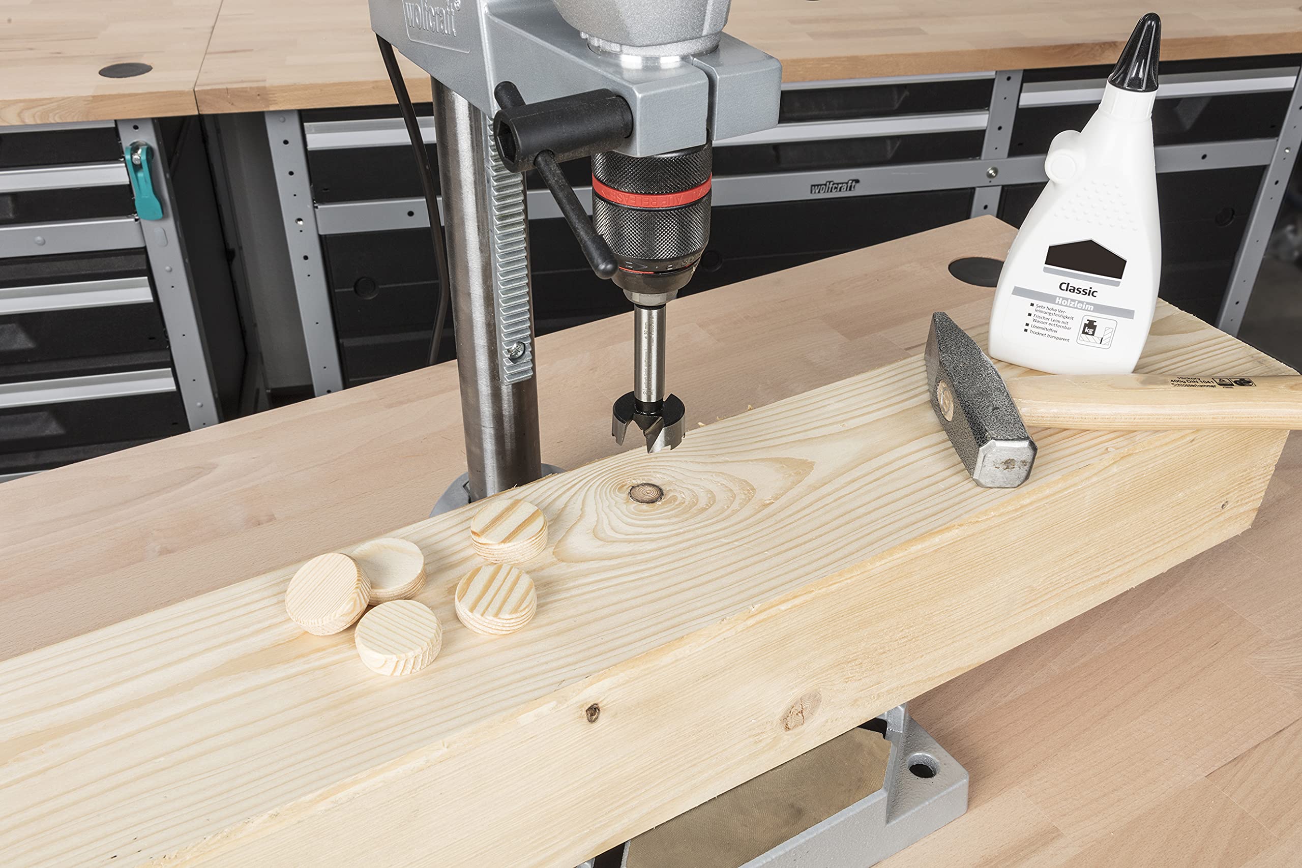 wolfcraft 10 piastrine in legno, Ø 30 mm I 2943000 I Per il ritocco e la riparazione di difetti nel legno