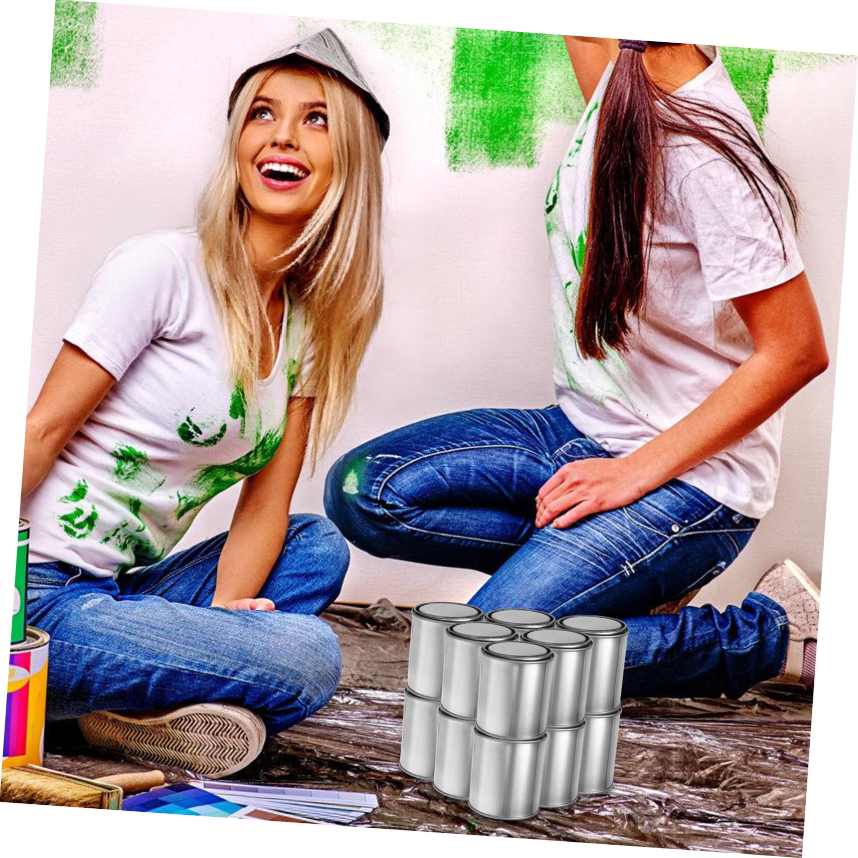 POPETPOP Latas De Pintura Vacías con Tapa Cubos De Pintura Sin Revestimiento Contenedores para Guardar Sobrante Latas Vacías De Metal para Manualidades y Proyectos De Bricolaje