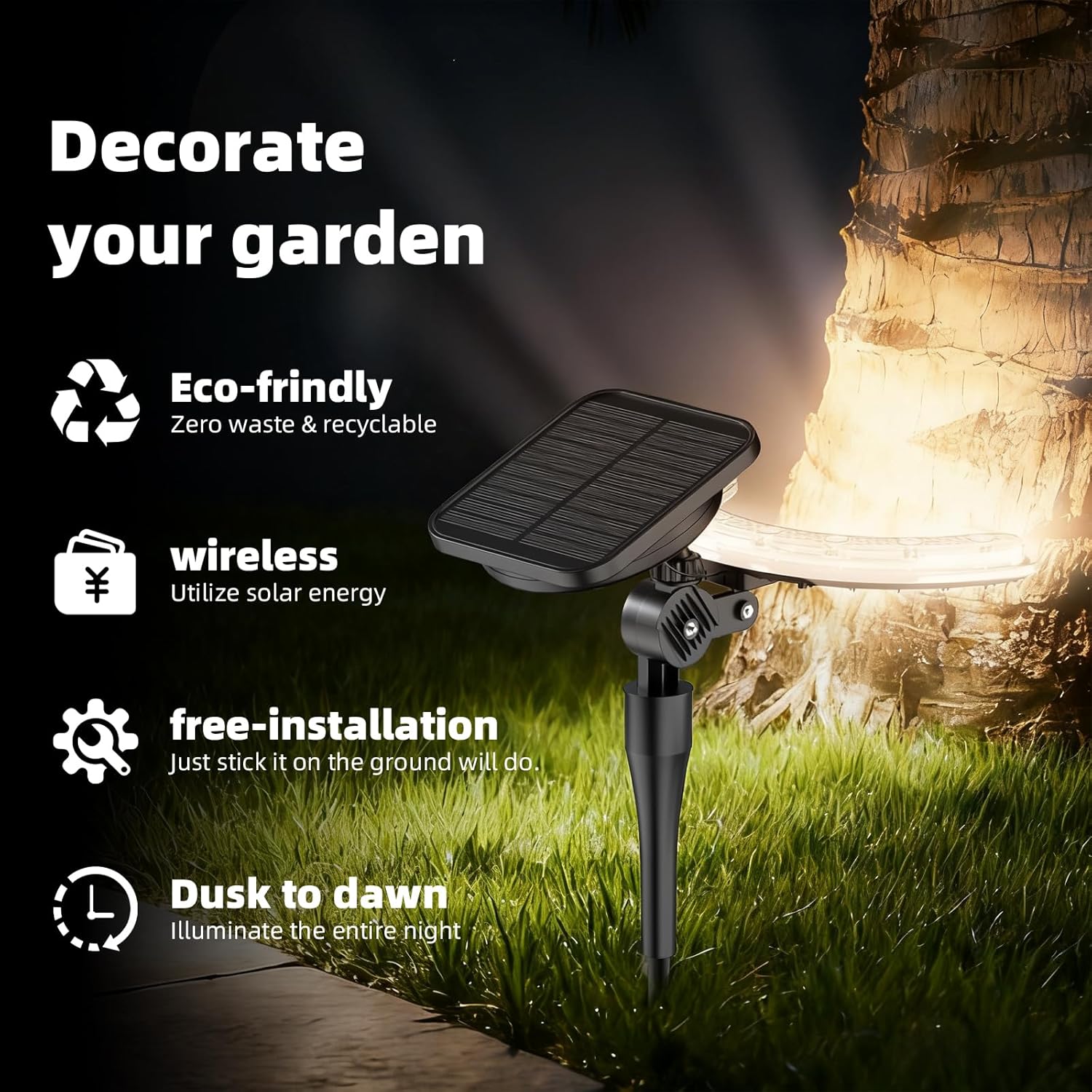 Solar Flag Pole Light, Flagpole Light Solar Powered, 3000K Warm LED Flag Spotlights, Upgraded 2200mAh, Adjustable Bracket & Metal Clamp Fits 1-1.5" Flagpole, 8-12 Hr, Black