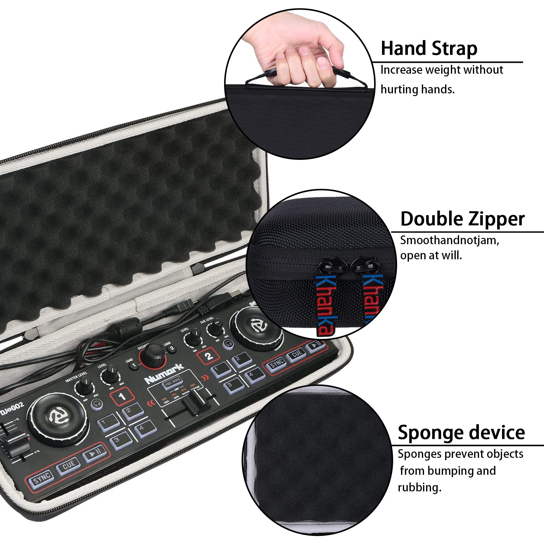 khanka Custodia rigida di ricambio per Numark DJ2GO2 Touch Pocket DJ Controller