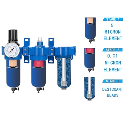 Miniatura 6 de NANPU Sistema de aire de 3 etapas de aleación de zinc filtro de partículas, filtro coalescente, secadora desecante y regulador de aire, cuenco de
