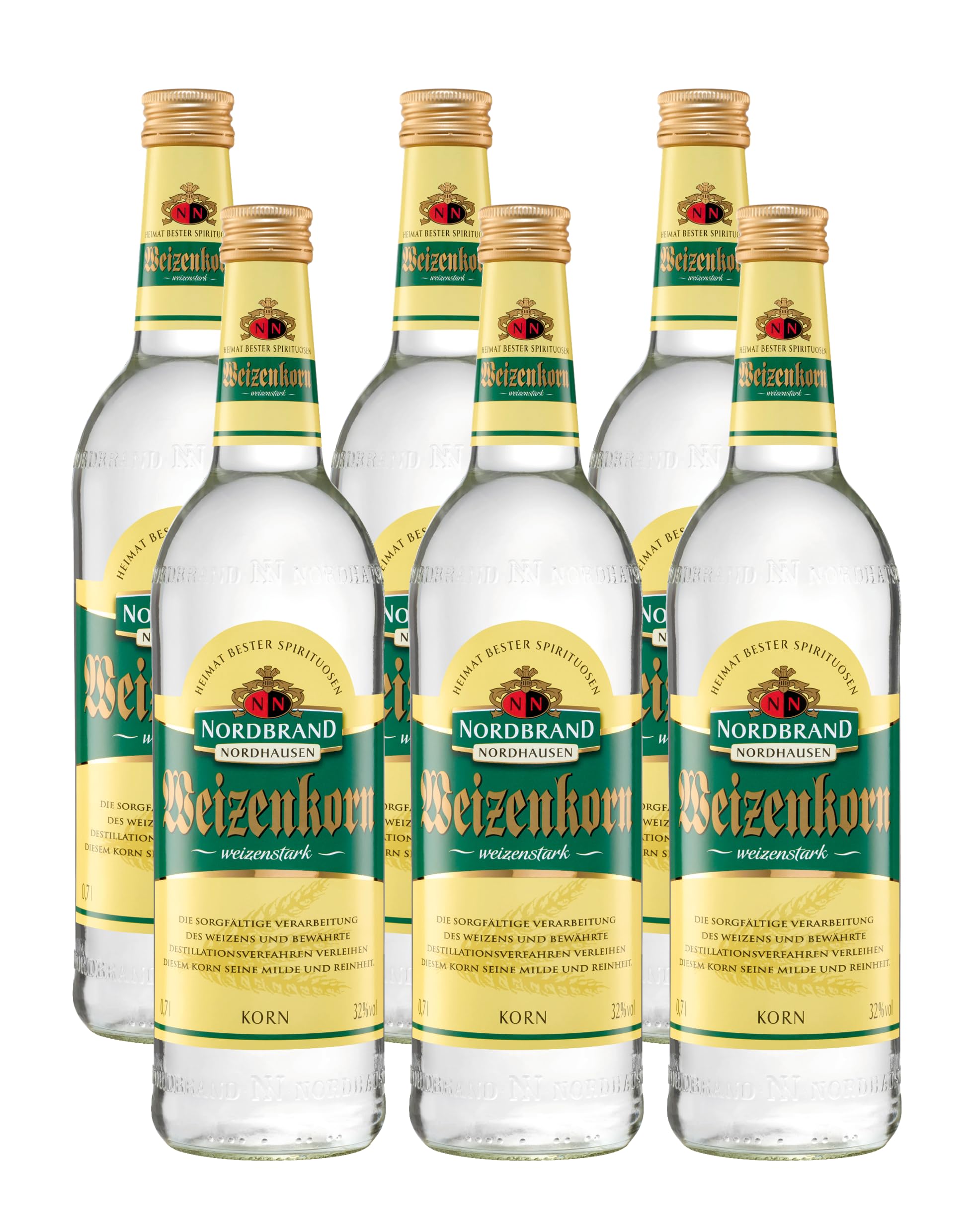 Nordbrand Nordhausen Weizenkorn mit 32% vol. Alkohol (6 x 0,7L)