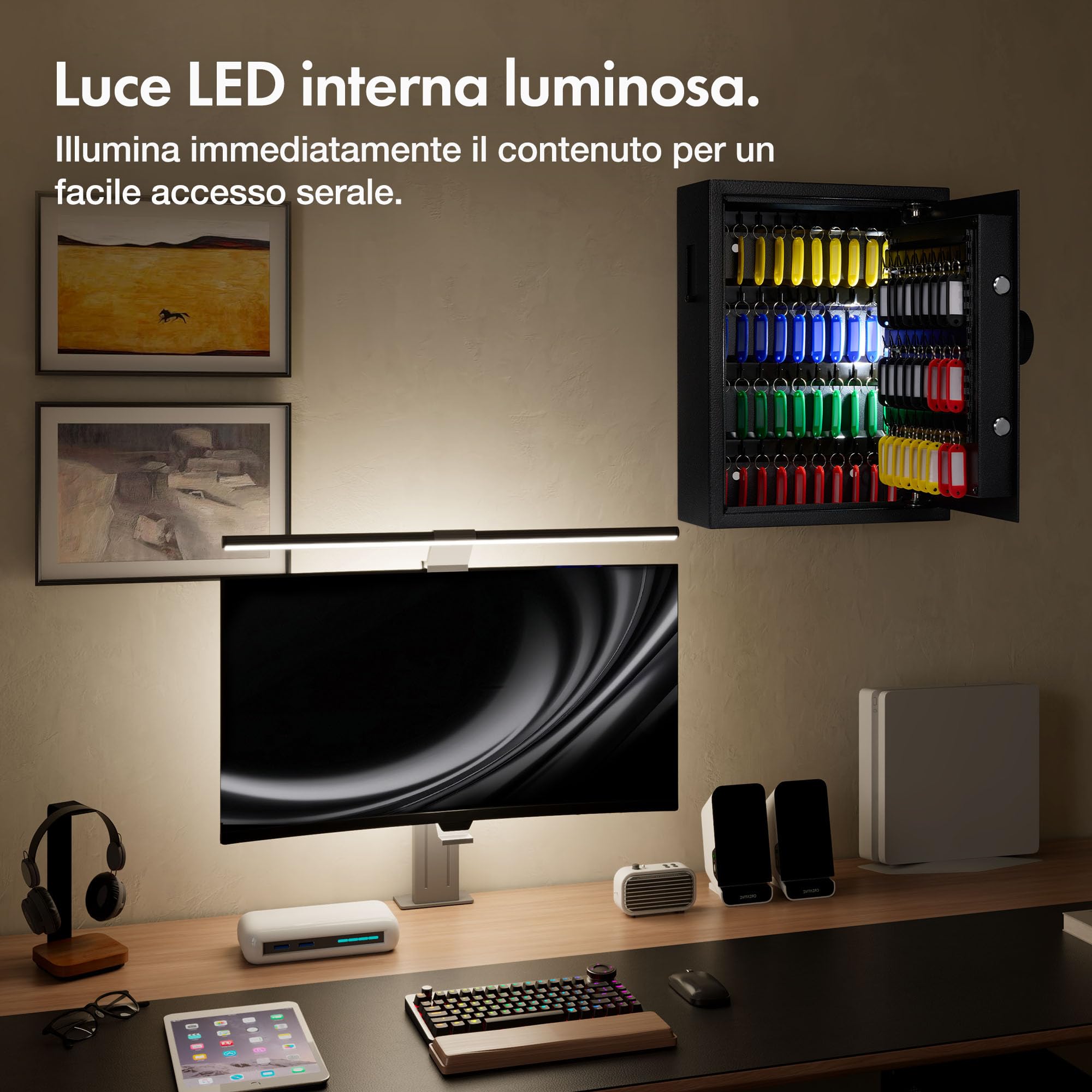 VonHaus Cassaforte per chiavi da parete, con serratura a solenoide e capacità di 71 chiavi, organizer per chiavi di casa, ufficio e lavoro, con accesso sicuro alla tastiera e indicatori luminosi