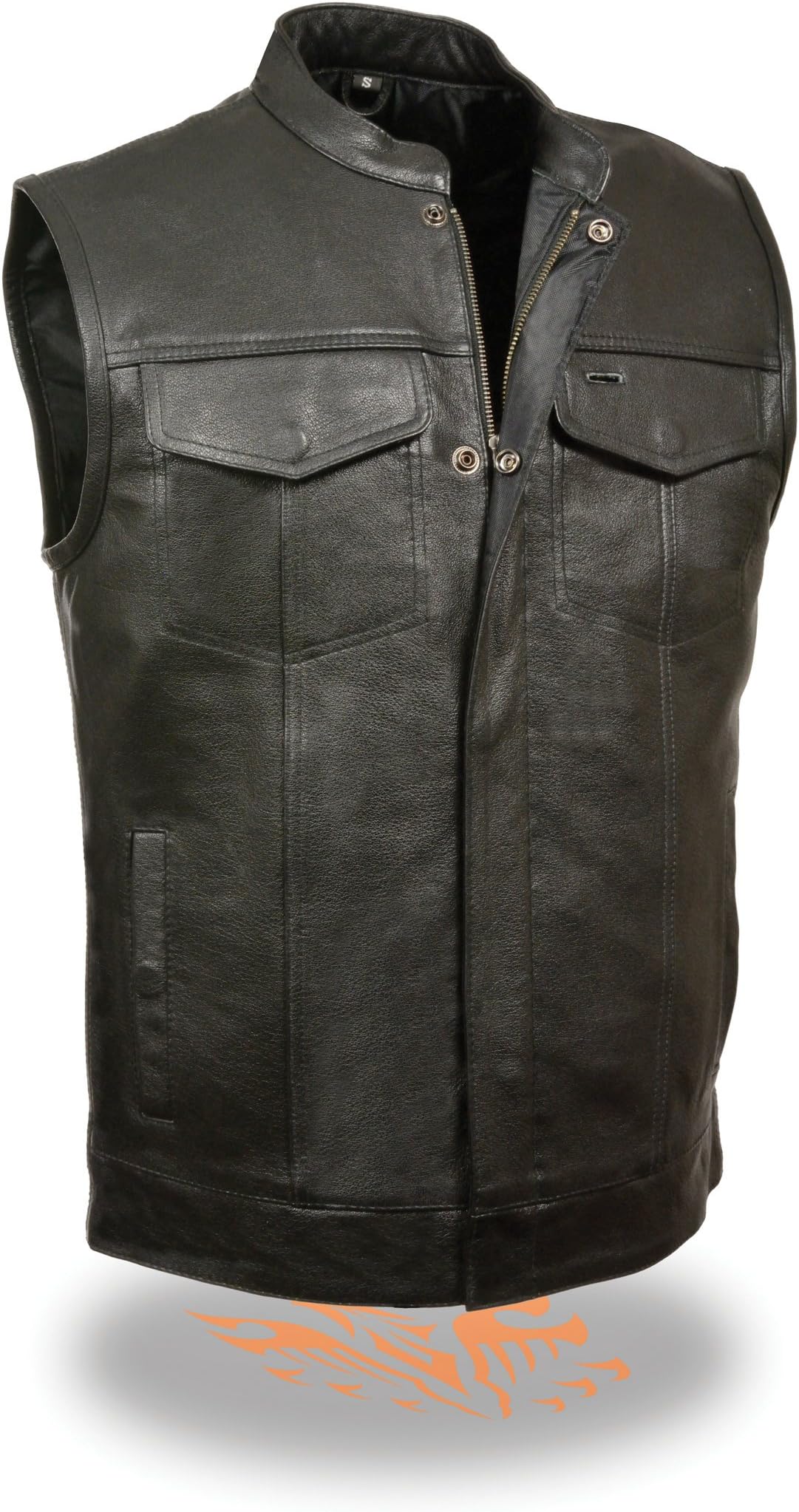 Milwaukee LeatherMen's SOA Club Cut Motorcycle Vest w/Snaps & Zipper Front