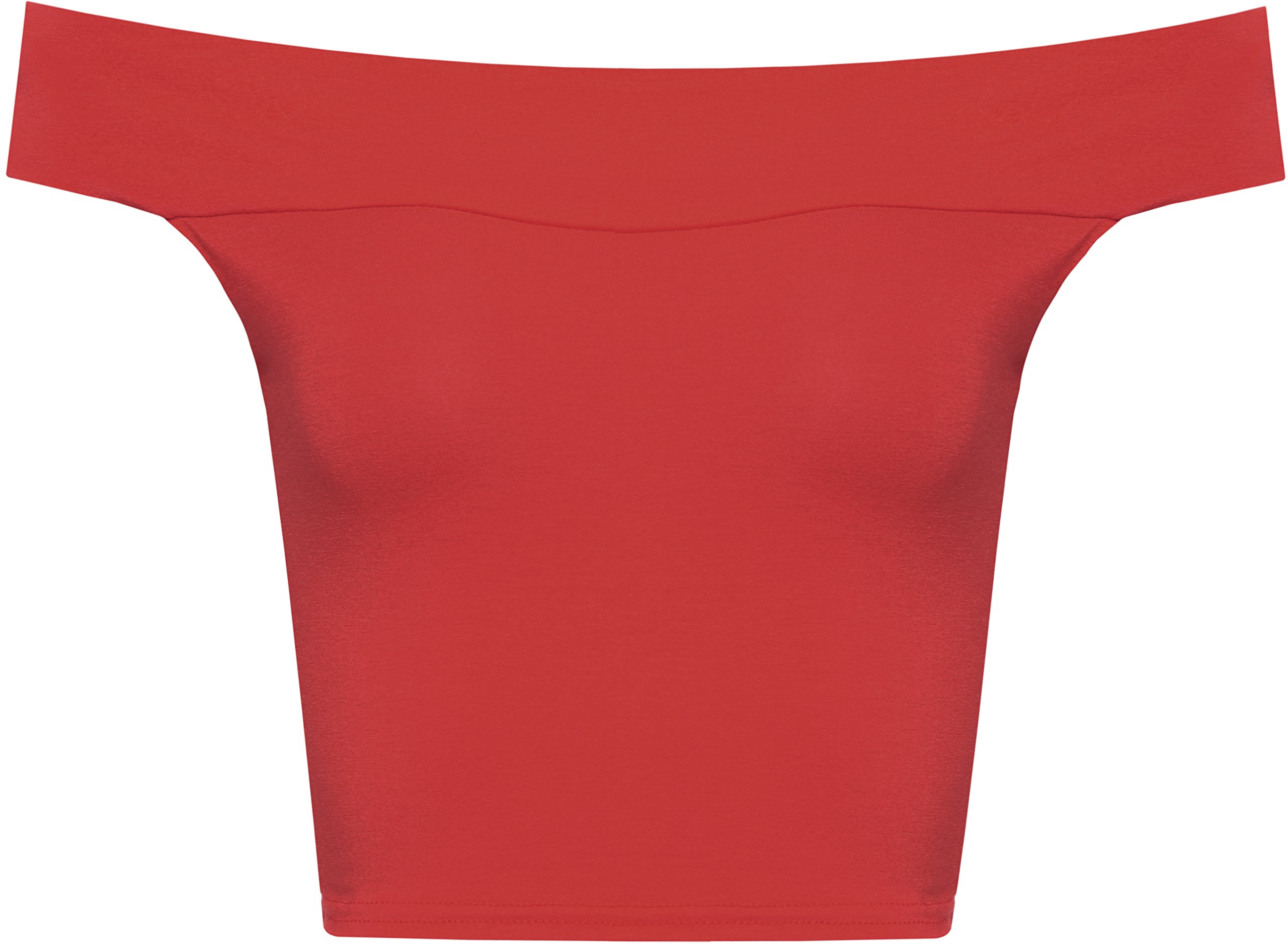 Wearall Women's Red Off Shoulder Plain Short Crop Bandeau Open Cowl Neck Top 8 - 8-10