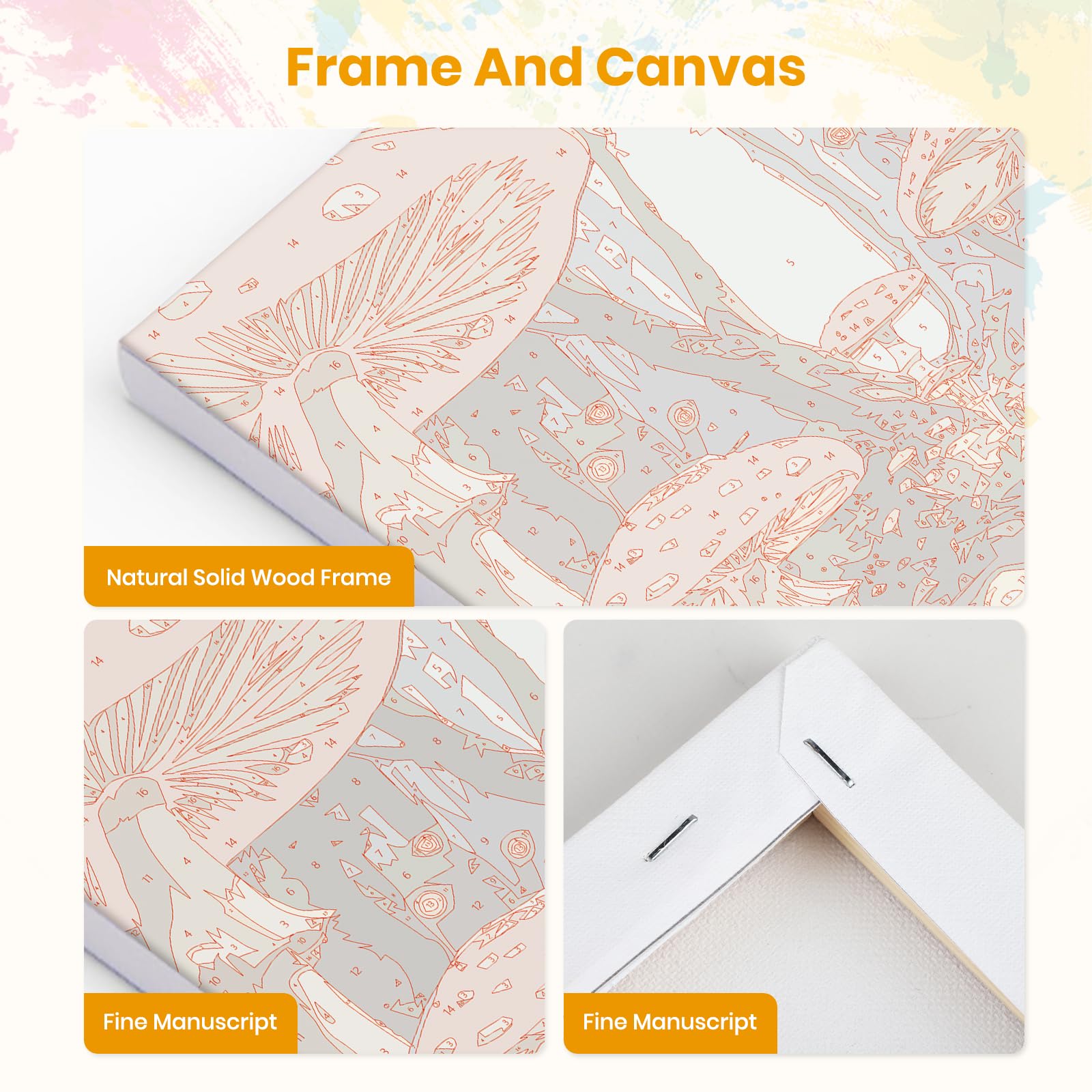 EOBROMD Hongos Pintar por Numeros Adultos, Bosque de Fantasía Pintura por Numeros con Marco, Kit de Pintura al óleo de Lienzo DIY para con Pinceles, Pigmento Acrílico, Decoración para el Hogar 20x30cm - 5