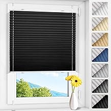 Allesin Plissee ohne Bohren verdunkelung, Thermo plissee 100% verdunklung,Schwarz 100x130cm(BxH) verdunklungsplissee Klemmfix für Fenster & Tür, Blickdicht Sichtschutz Sonnenschutz