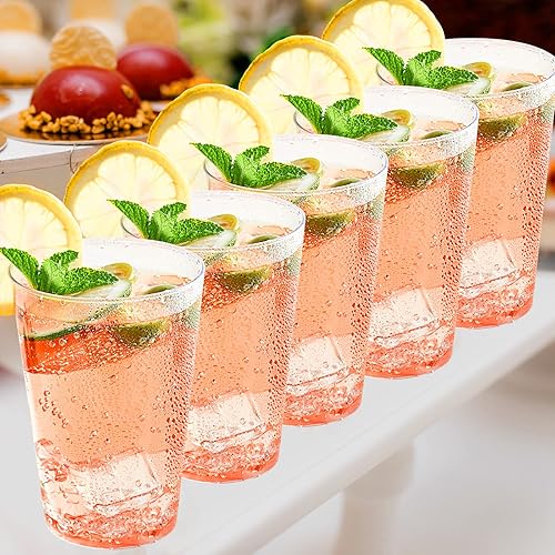 Vista 24 de FOCUSLINE Vasos de plástico transparente de 10 onzas, vasos desechables de plástico duro, reutilizables, 100