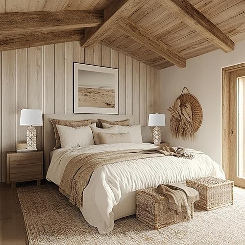 Miniatura 7 de Juego de 2 lámparas de mesa auxiliar de 23 pulgadas con base de resina, lámparas de noche blancas para mesita de noche, lámpara de mesa de extremo