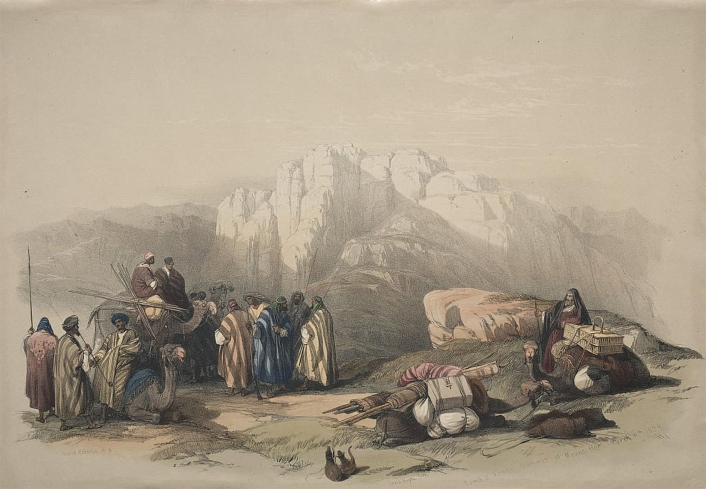 HRJUBWREE Oil Painting Prints on Canvas Painting Picture Tomb of Aaron Summit of Mount Horeb by David Roberts Artwork Canvas Prints for Office Decor 60x90cm